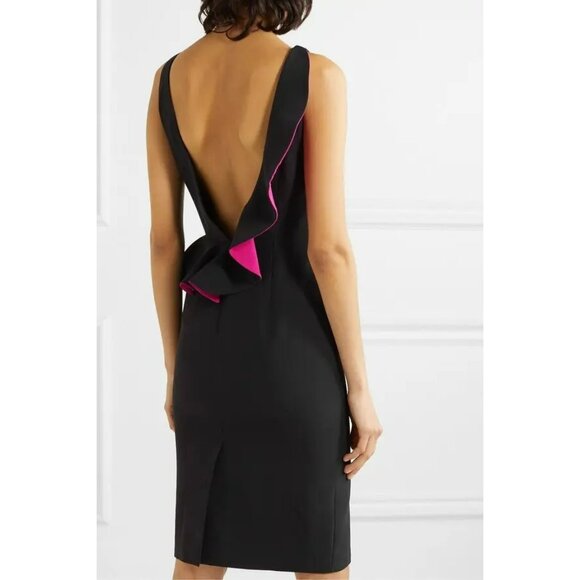 Alexander McQueen Black Pink Ruffle Two Tone Crepe Sheath Dress Punk Goth Glam - Picture 2 of 16